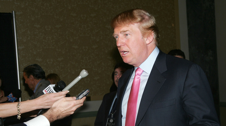 Donald Trump speaking to reporters