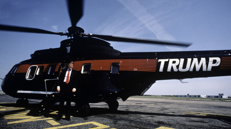 Donald Trump by his helicopter 