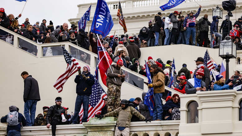 Rioters at the Capitol during the insurrection