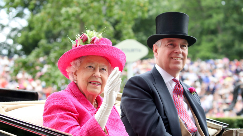 Prince Andrew, Queen Elizabeth waving
