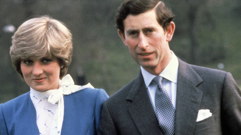 Prince Charles posing with Princess Diana