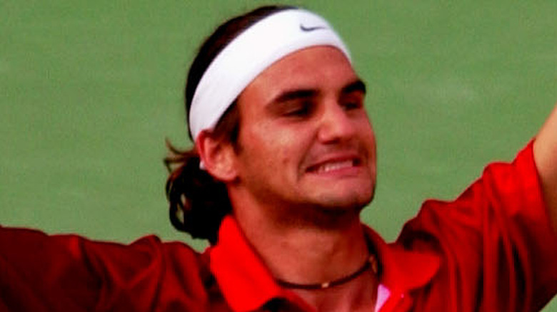 Roger Federer celebrating