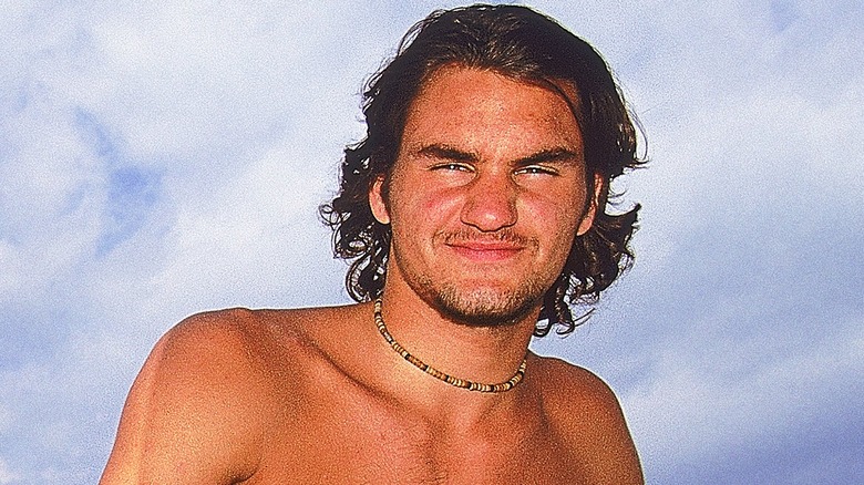 Young Federer on the beach