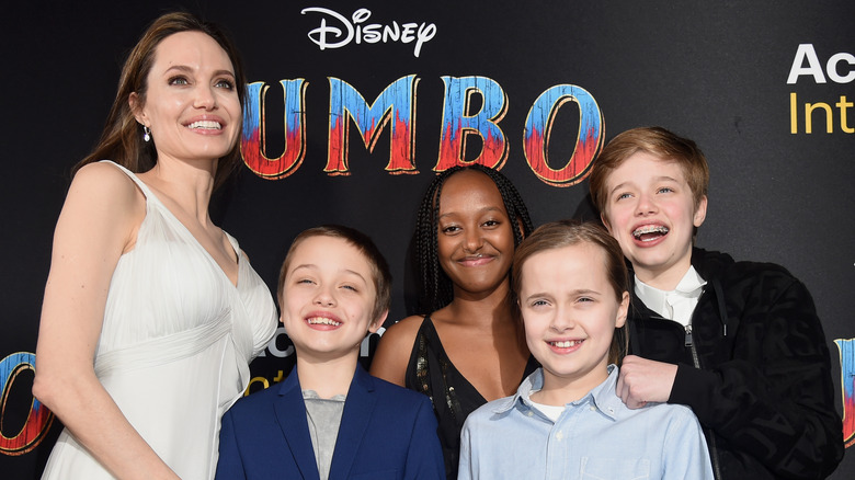 Angelina Jolie with her children at Eternals premiere