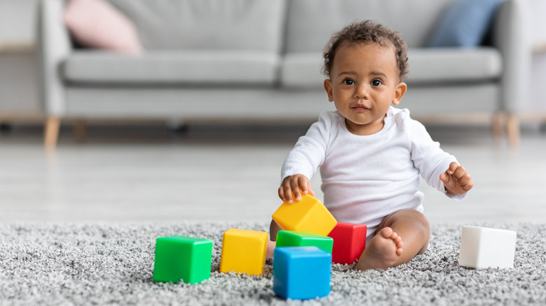 baby boy with blocks 