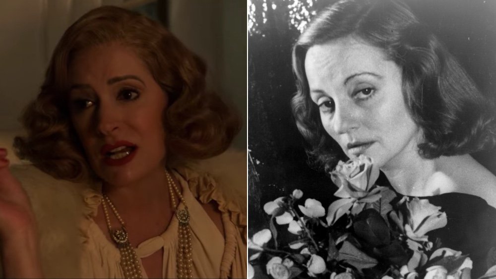 Netflix's Hollywood actress Paget Brewster and Tallulah Bankhead, split image