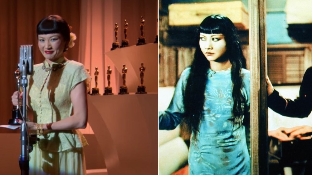 Netflix's Hollywood actor Michelle Krusiec and Anna May Wong, split image