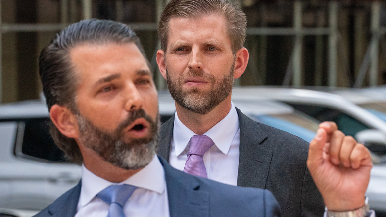 Donald Trum Jr arrives at court with brother Eric