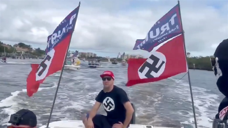 Trump supporters boat parade with swastikas