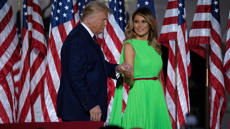 Melania Trump is green dress