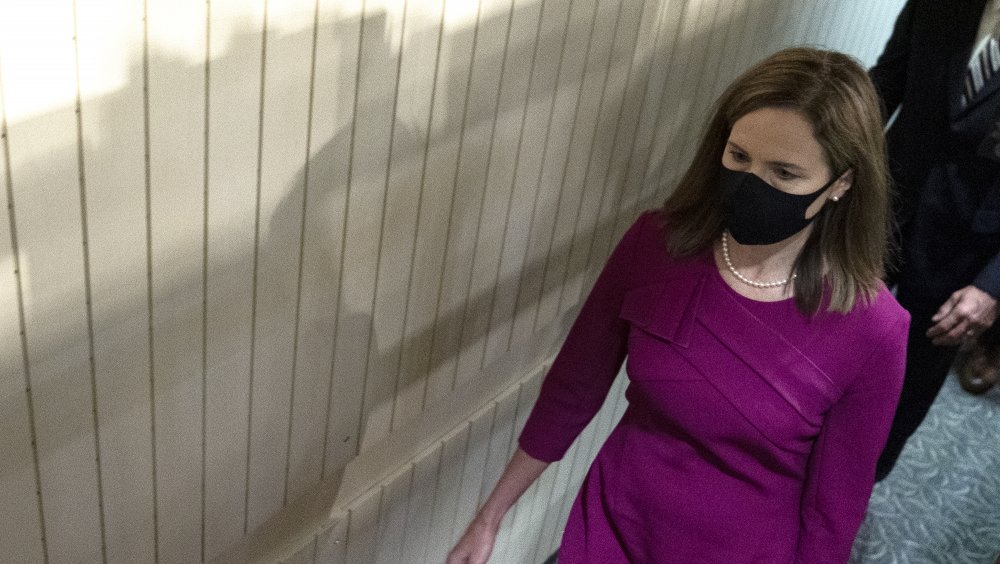 Amy Coney Barrett arriving the Senate floor