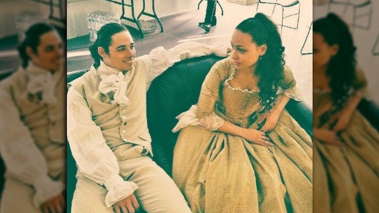 Anthony Ramos and Jasmine Cephas Jonas in Hamilton costumes