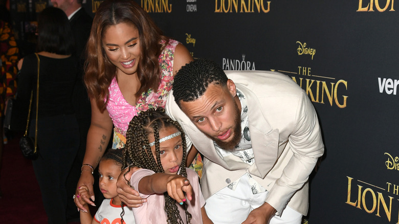 Ayesha Currey and Steph Curry with daughters.