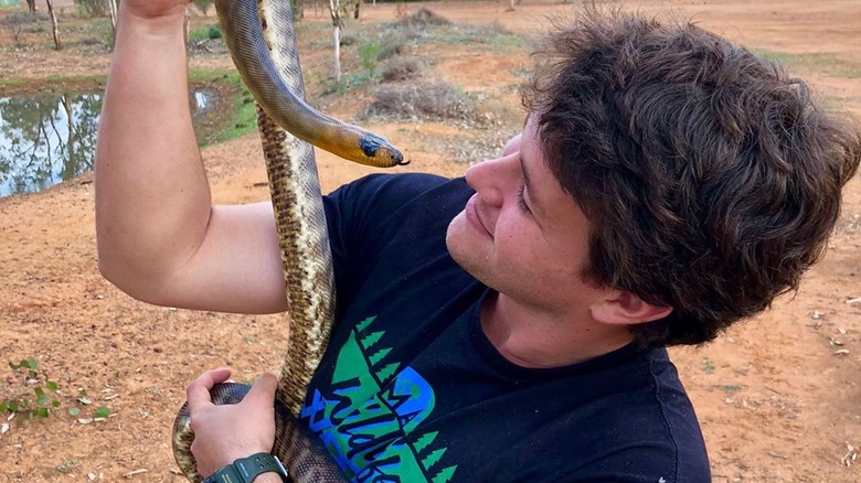 Bindi Irwin's husband Chandler Powell with a snake