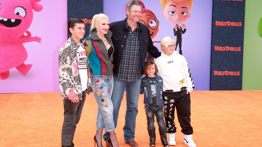 Gwen Stefani and Blake Shelton with her children