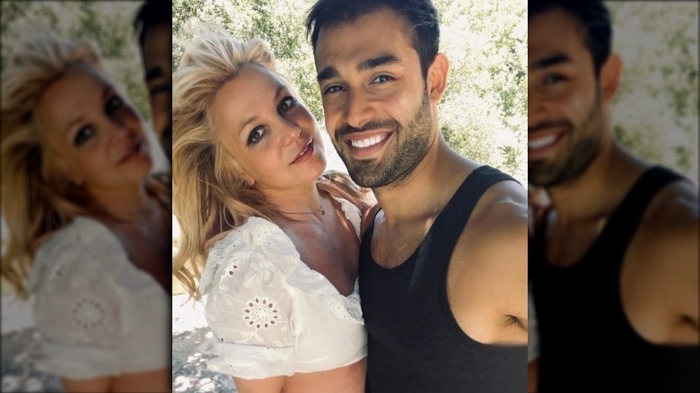 Britney Spears, Sam Asghari.smiling