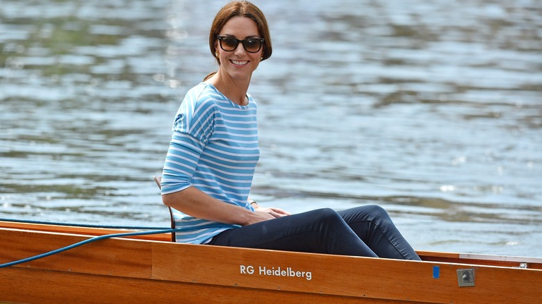 Kate Middleton smiling in a boat in Germany