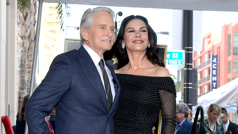 Catherine Zeta-Jones and Michael Douglas smiling