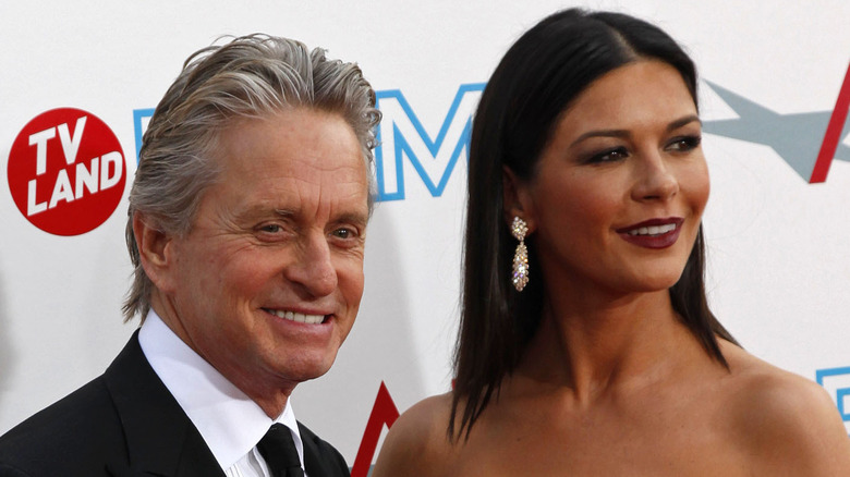 Catherine Zeta-Jones and Michael Douglas smiling