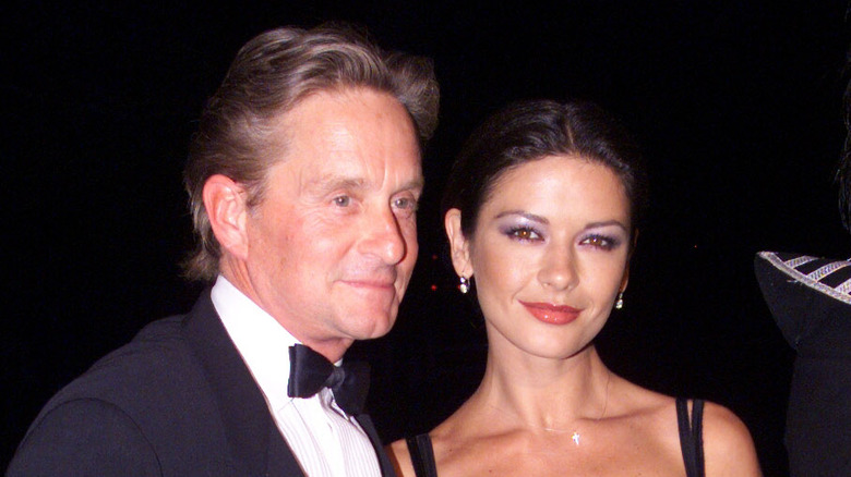 Catherine Zeta-Jones and Michael Douglas posing