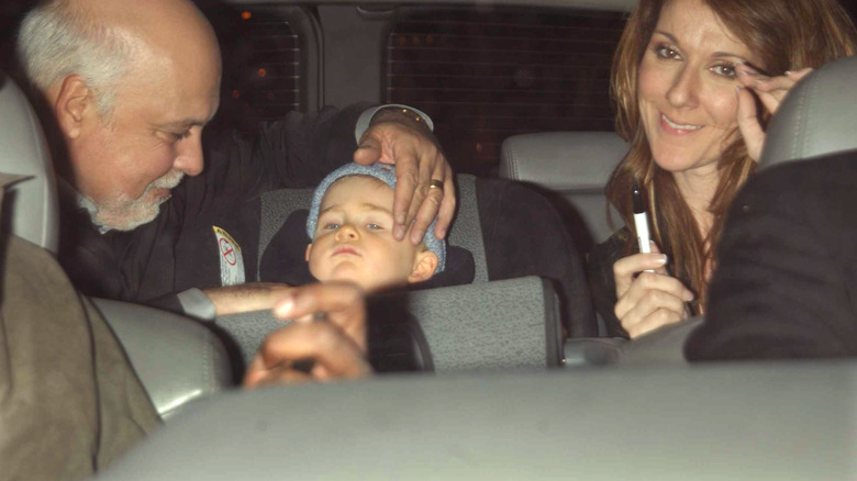 Celine Dion and Rene Angelil with their son  