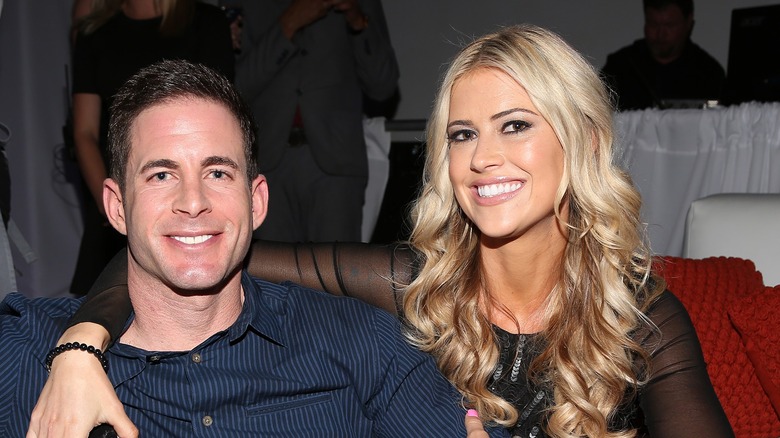 Christina Haack embracing Tarek El Moussa