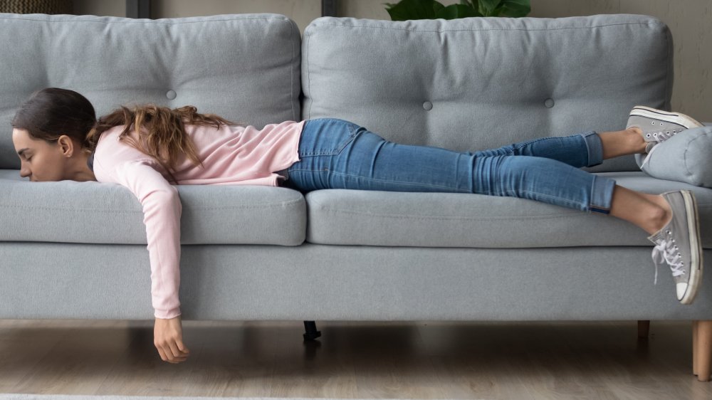 woman napping on the couch