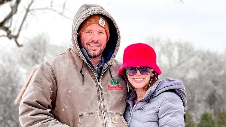 Eric Waldrop and Courtney Waldrop smiling in the snow