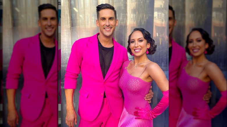 Cody Rigsby and Cheryl Burke posing in pink