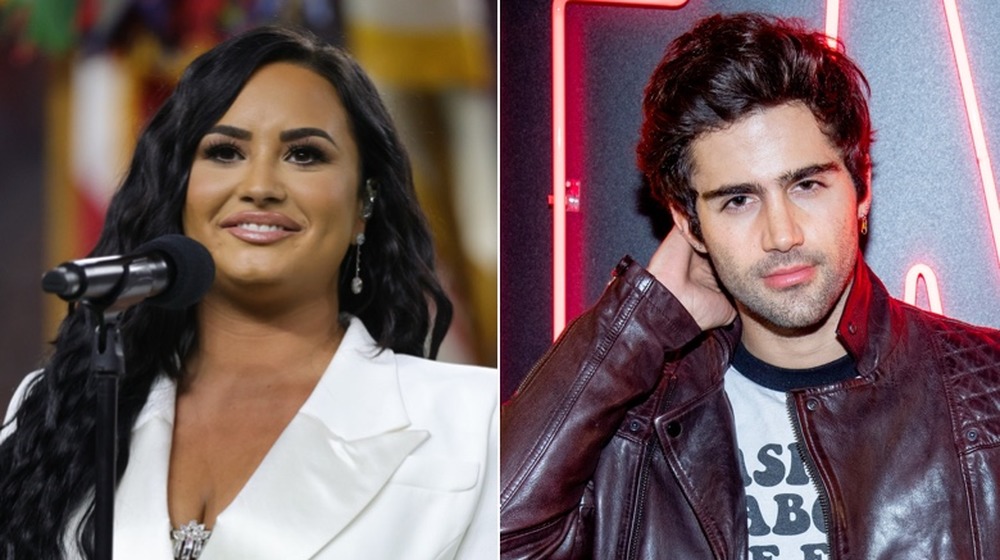 Demi Lovato and Max Ehrich in 2020, split image