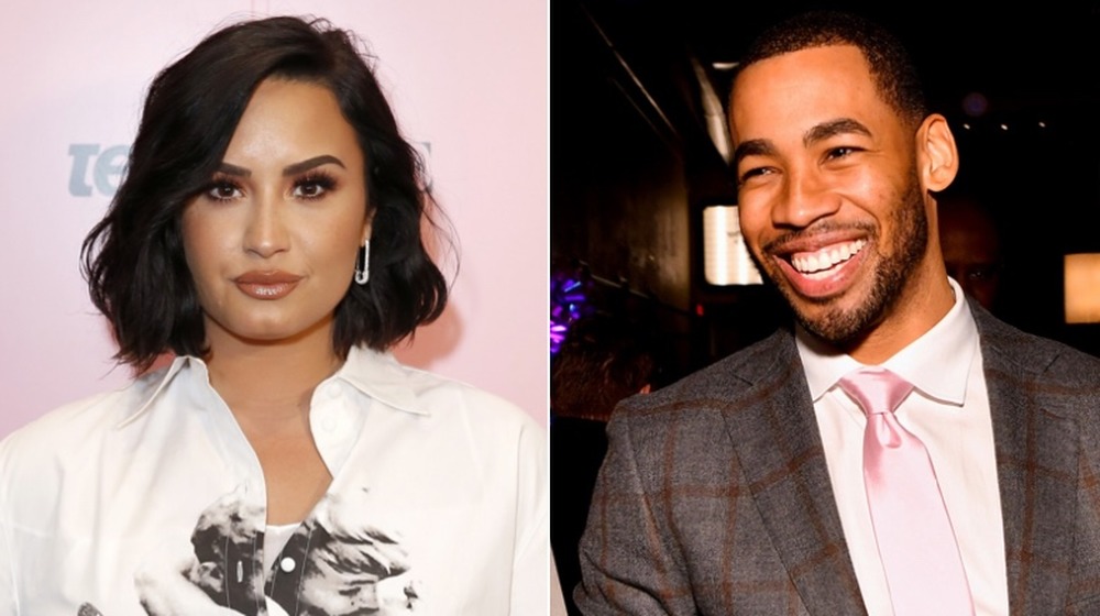 Demi Lovato and Mike Johnson in 2019, split image