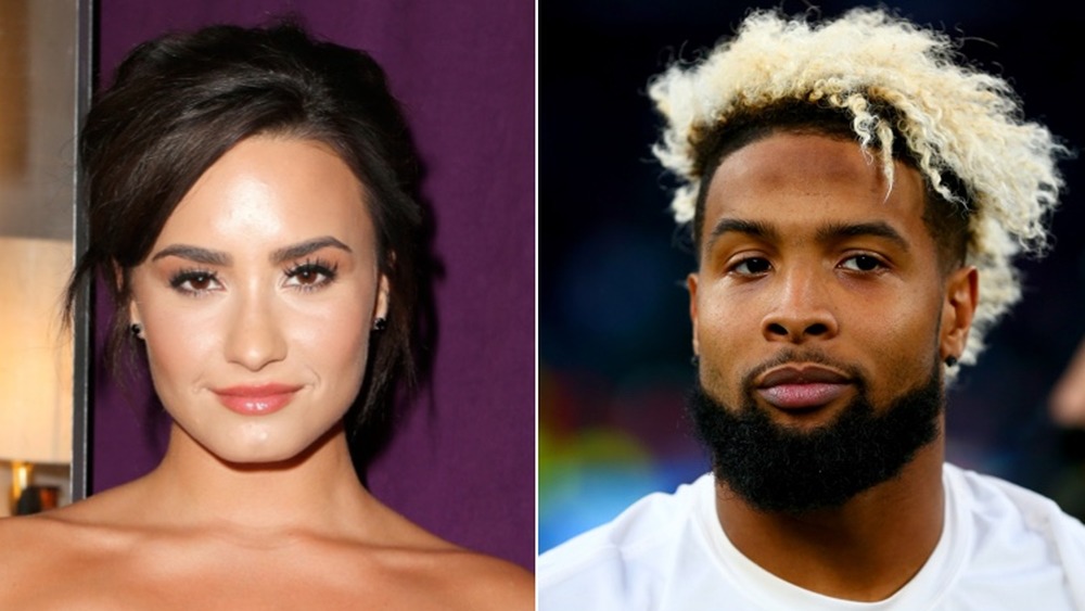 Demi Lovato an Odell Beckham Jr., split image