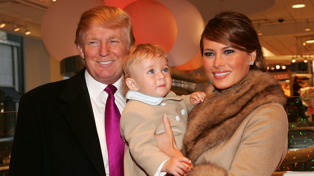 baby Barron Trump with Donald Trump and Melania Trump