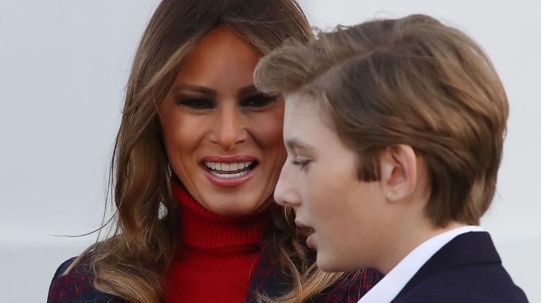 Melania Trump smiles at Barron Trump