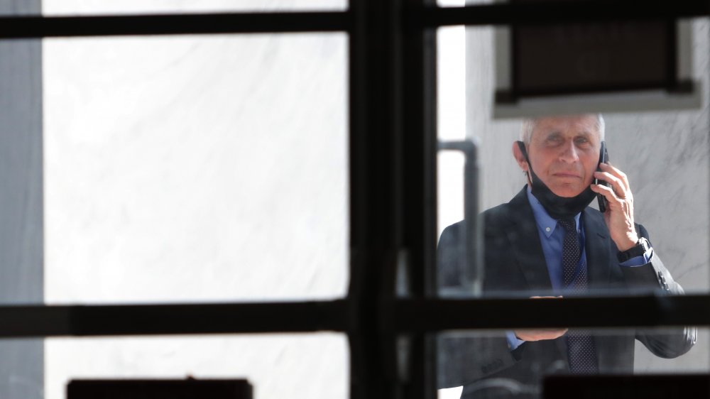 Anthony Fauci through a window