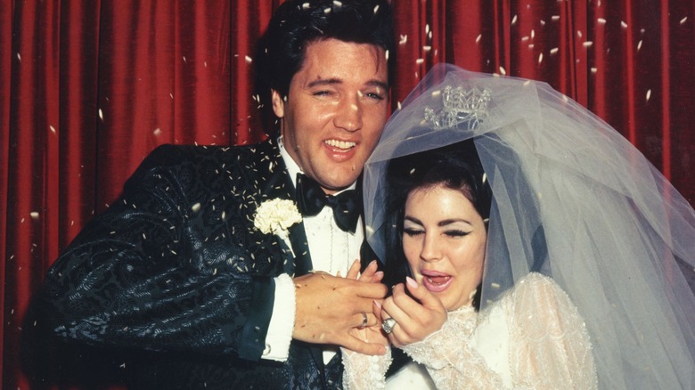 Elvis and Priscilla Presley flower shower  