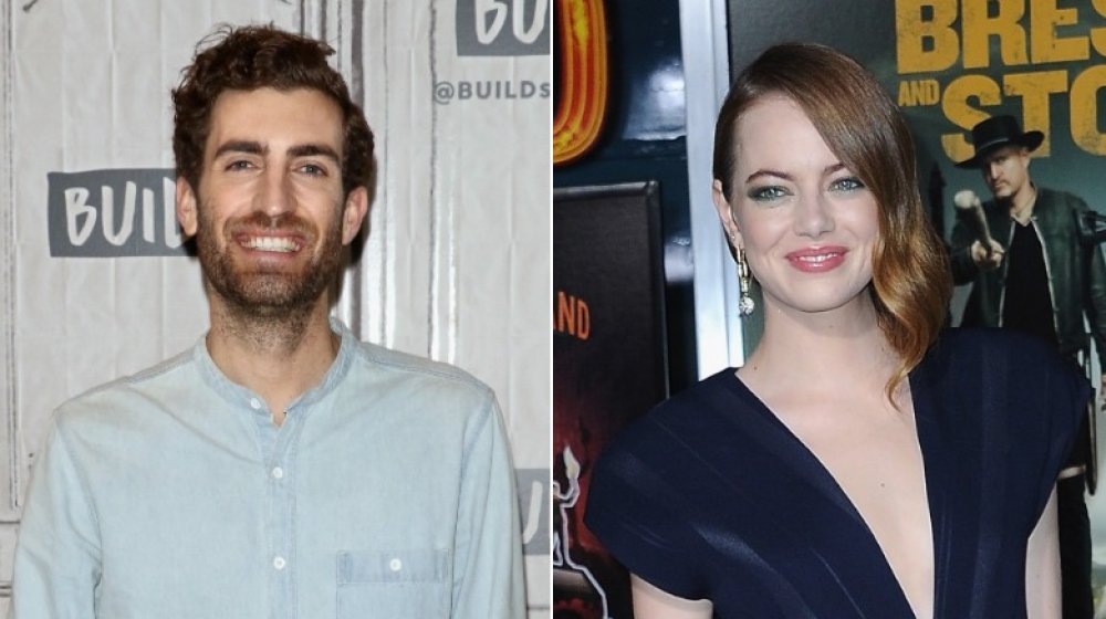 Emma Stone and Dave McCary, split image