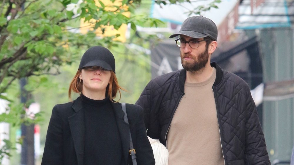 Dave McCary and Emma stone outside in Los Angeles