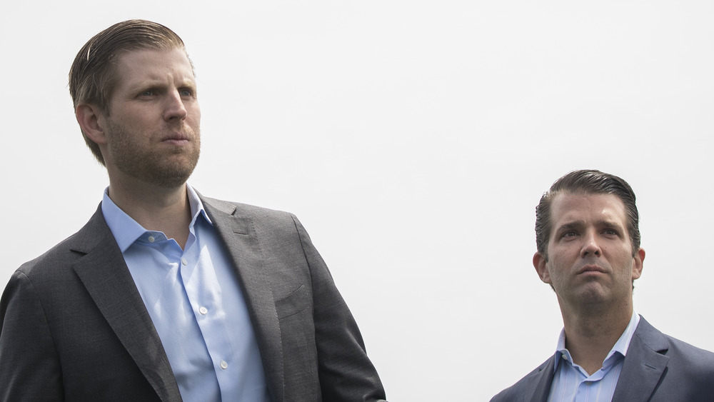 Eric Trump and Donald Trump Jr. in front of a white background