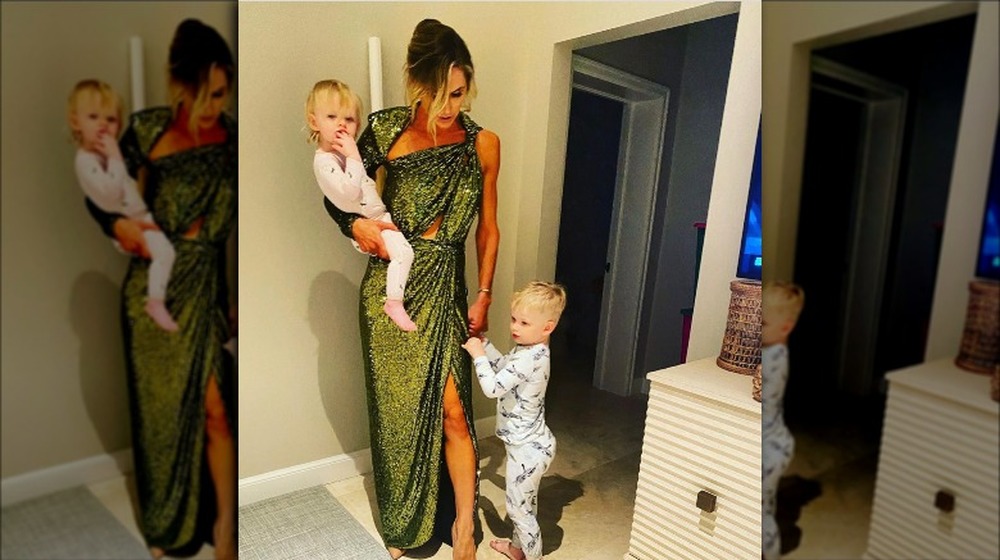 Lara Trump in a gown with her two children