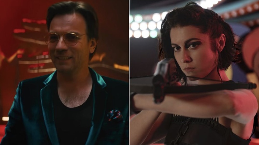 Ewan McGregor and Mary Elizabeth Winstead in Birds of Prey, split image