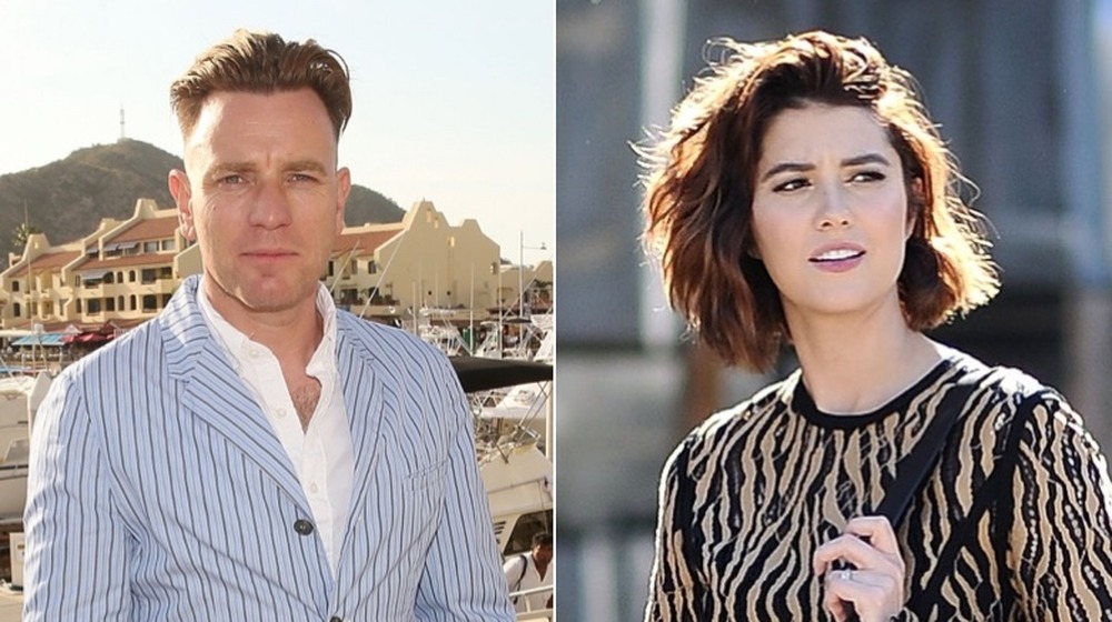 Ewan McGregor and Mary Elizabeth Winstead outside, split image