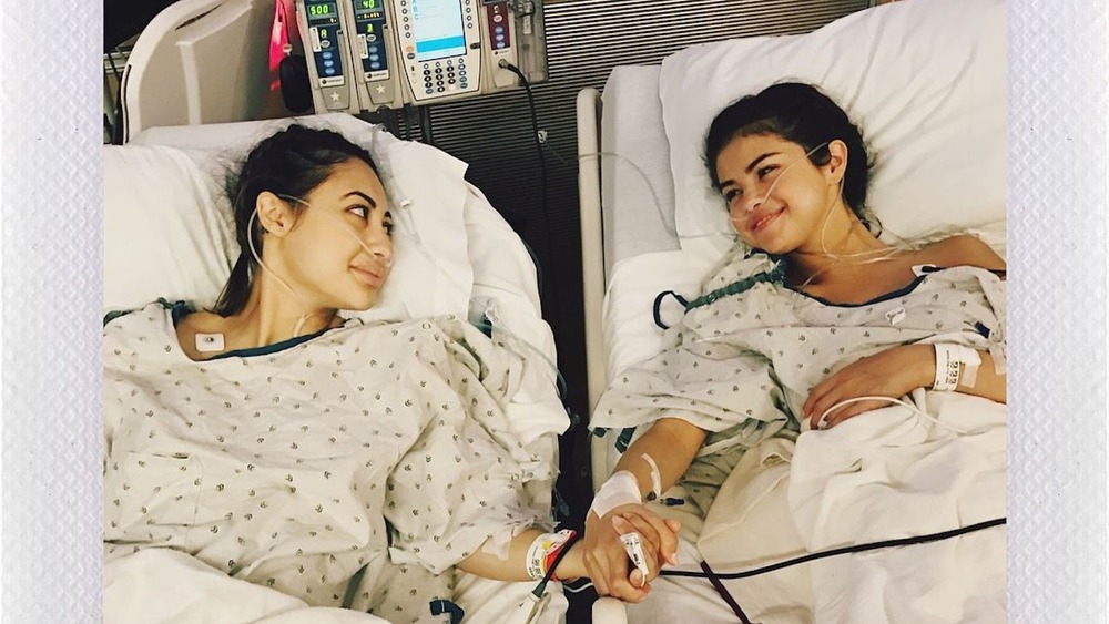 Selena Gomez and Francia Raisa in their hospital beds