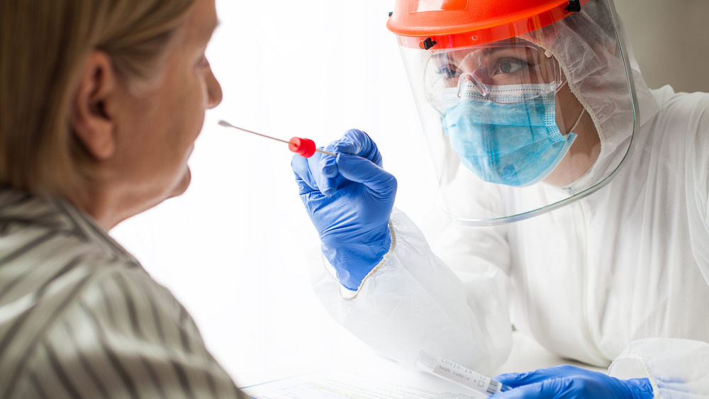 Patient getting PCR test