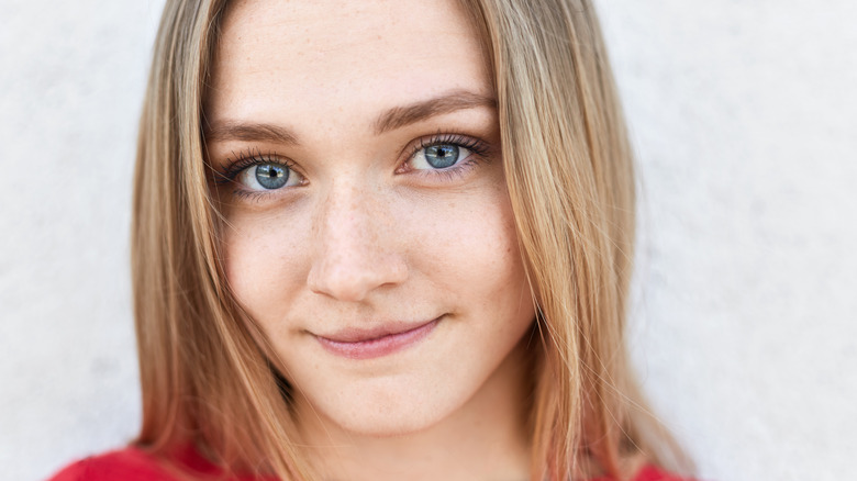 Woman with blue eyes