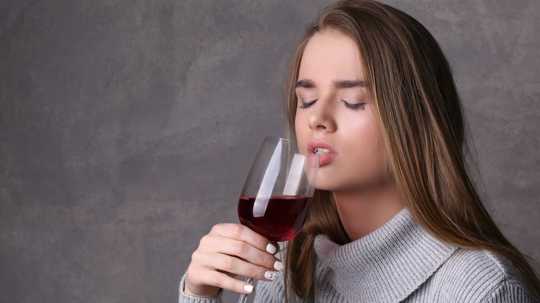 Woman drinking wine