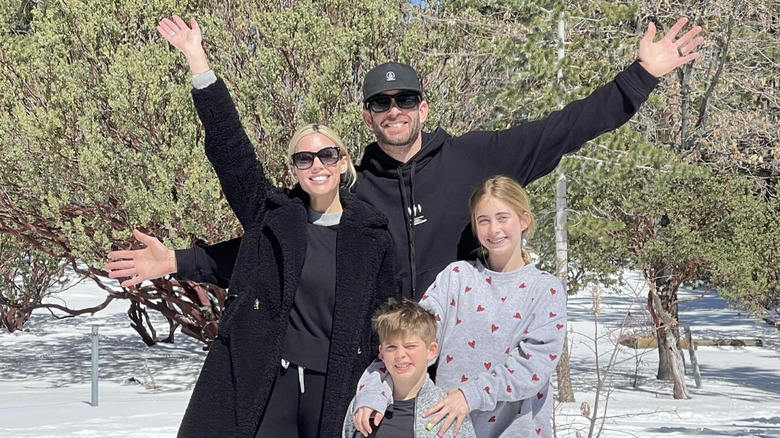 Heather Rae Young, Tarek El Moussa, Brayden El Moussa, and Taylor El Moussa at Big Bear Mountain