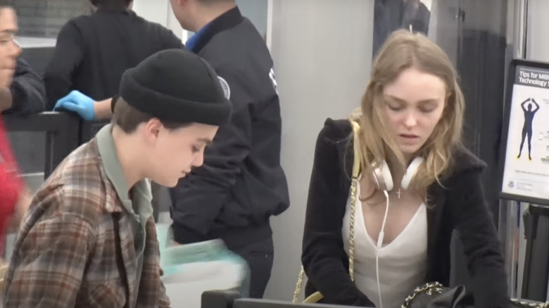 Jack and Lily-Rose Depp at the airport