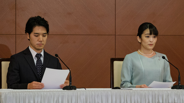 Mako and Kei at the post wedding presser