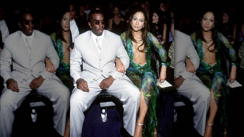 Diddy and Jennifer Lopez sitting at the 42nd Annual Grammy Awards